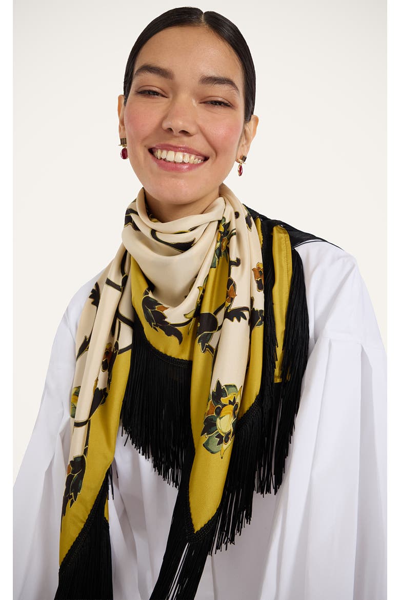 Reversible Fringe Foulard 90, Main, color, Buttercup Placée White