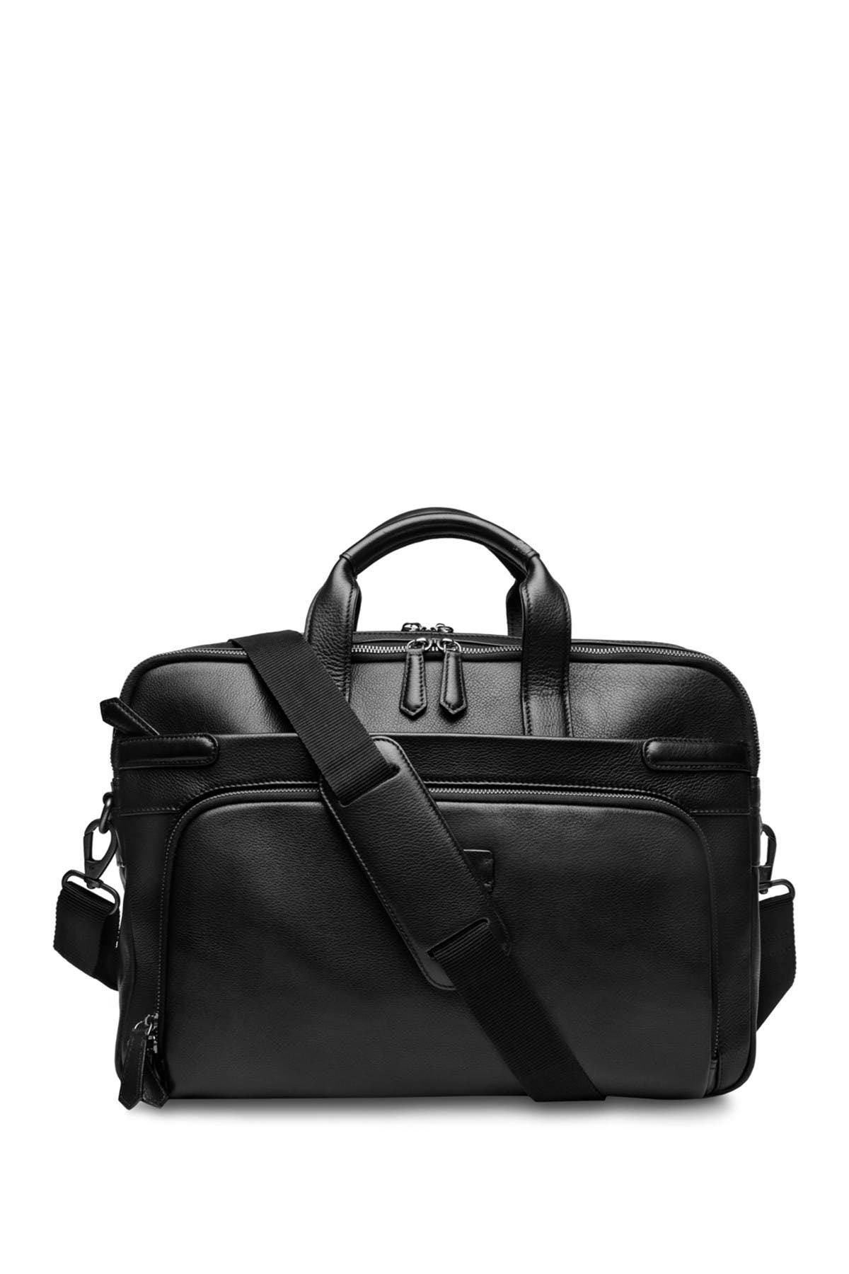 Bosca Double Zip Leather Laptop Brief, Main, color, 