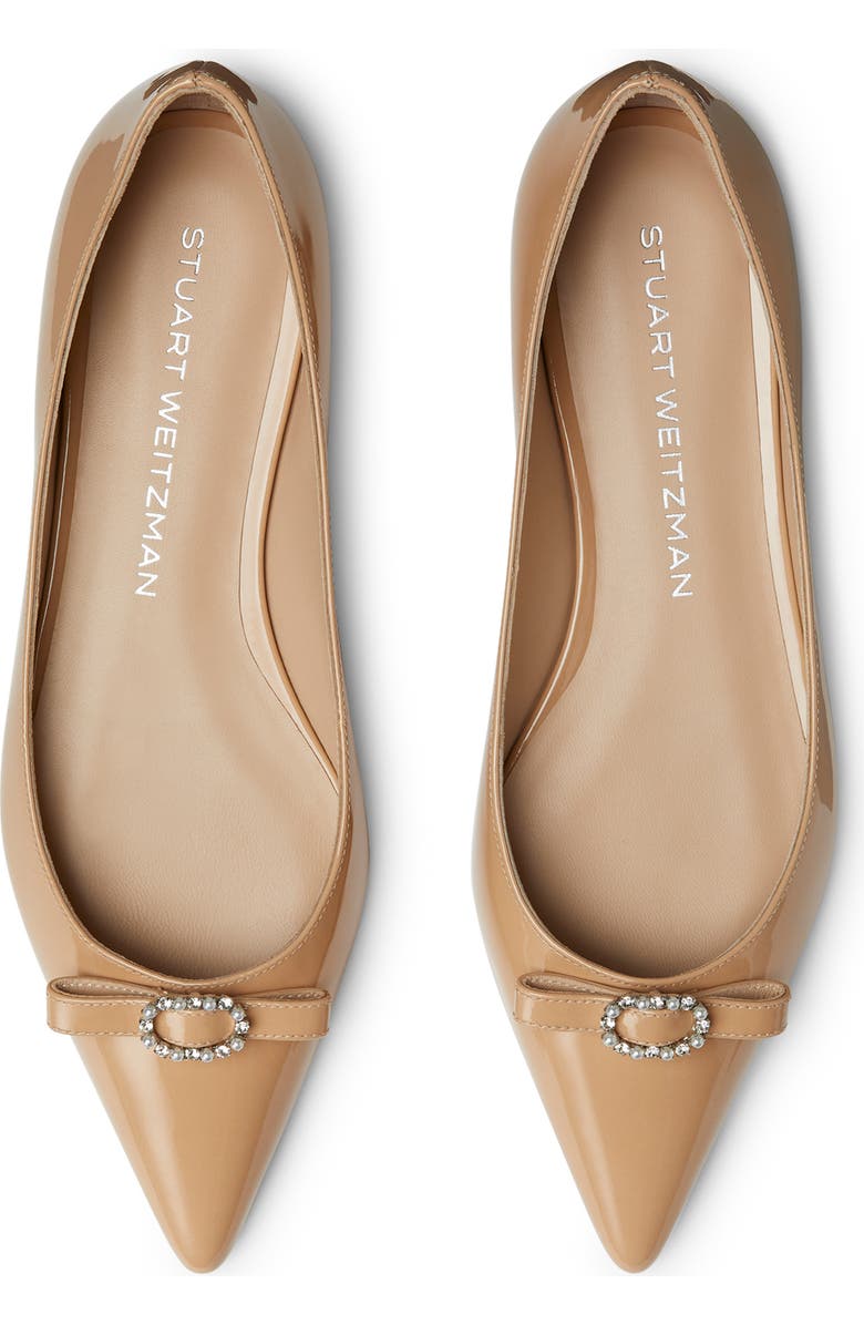 Stuart Weitzman Diana Bow Pointed Toe Flat, Alternate, color, Adobe