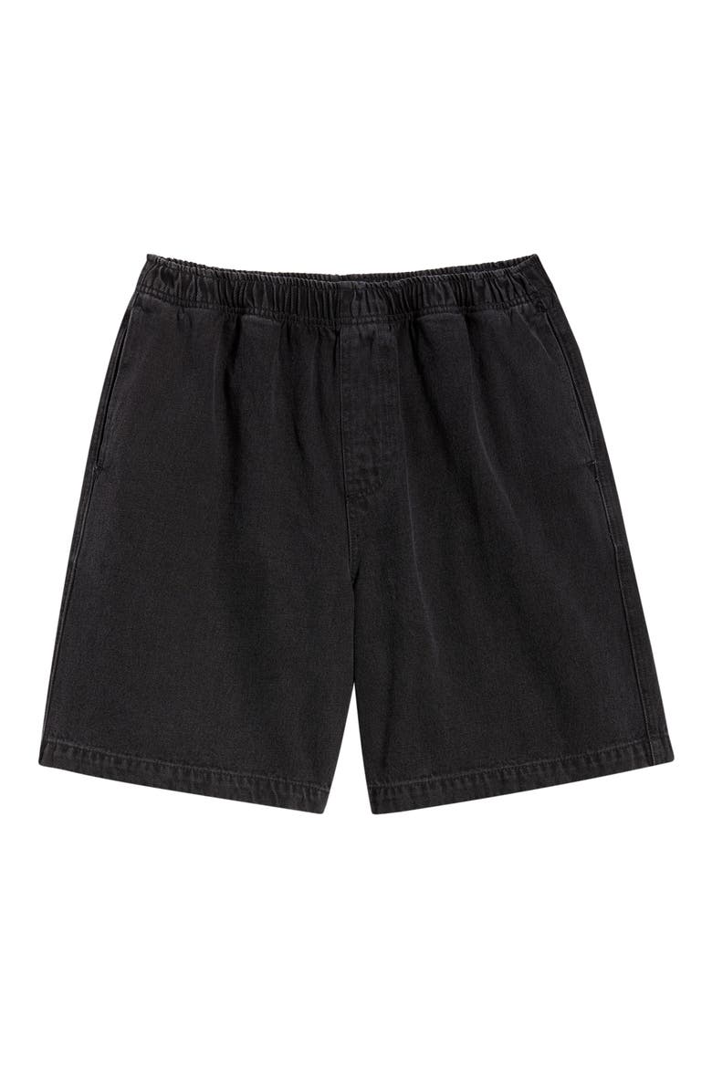 Easy Pull-On Denim Shorts, Alternate, color, WASHED BLACK