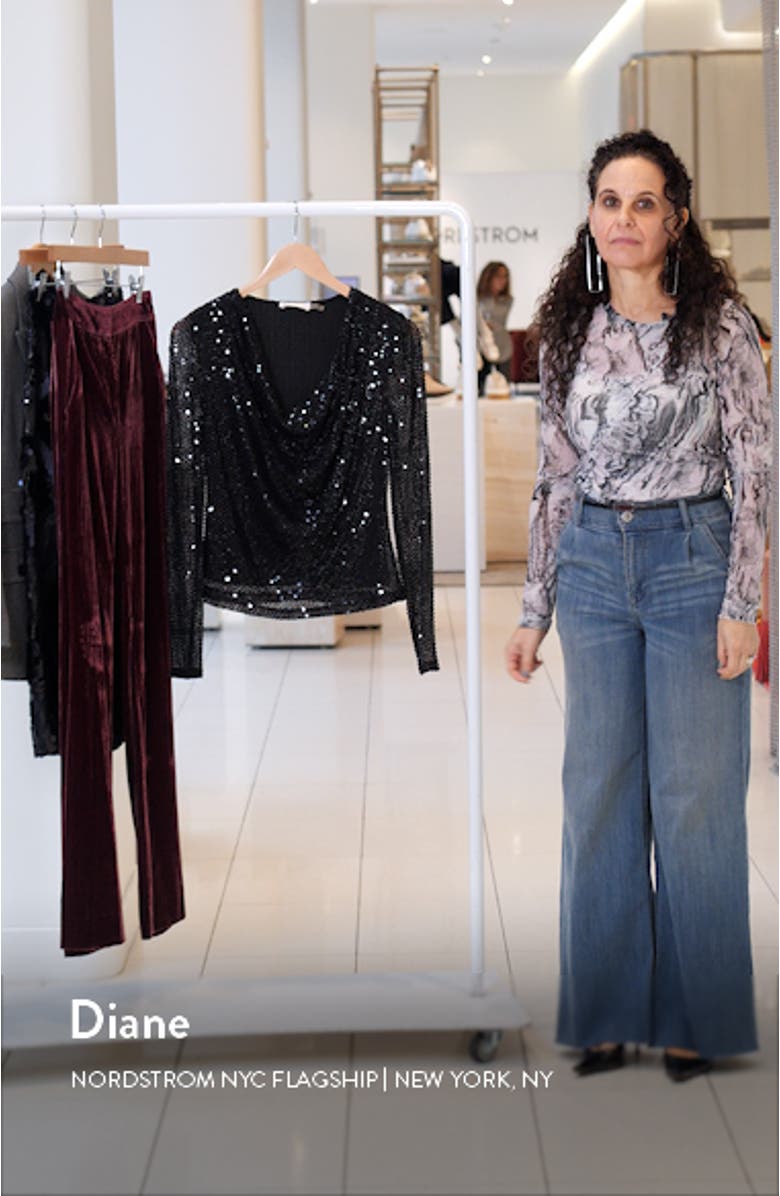 Leon Sequin Cowl Neck Top, sales video thumbnail