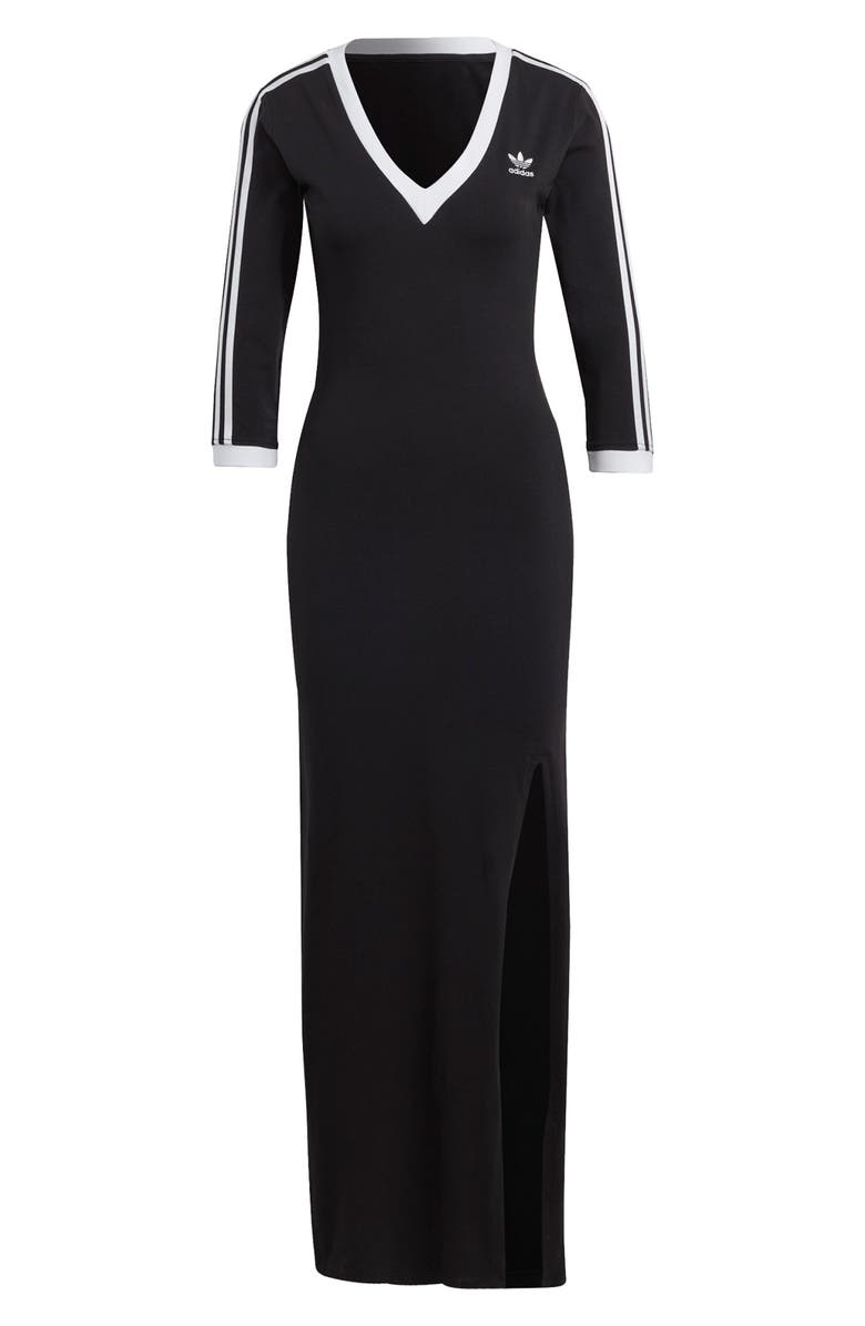adidas Originals Adicolor Classics 3-Stripes Maxi Dress, Alternate, color, Black