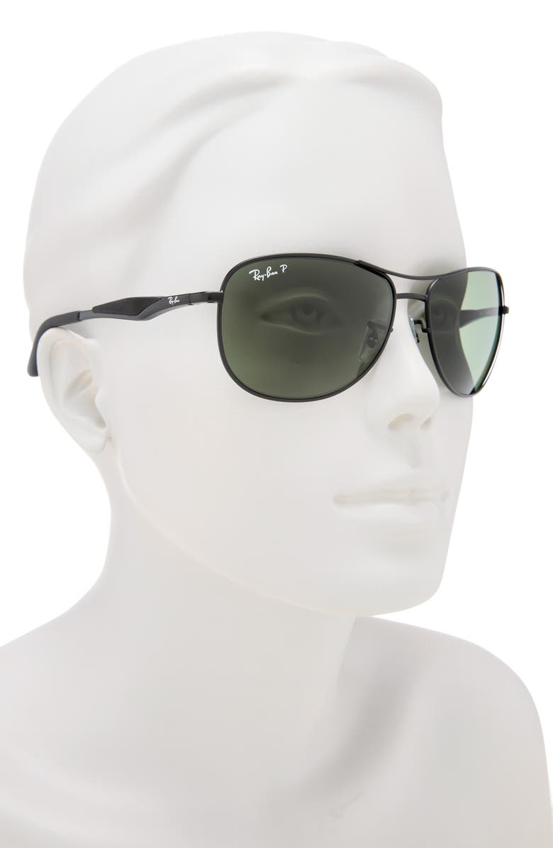Ray-Ban 59mm Polarized Aviator Sunglasses, Alternate, color, Matte Black