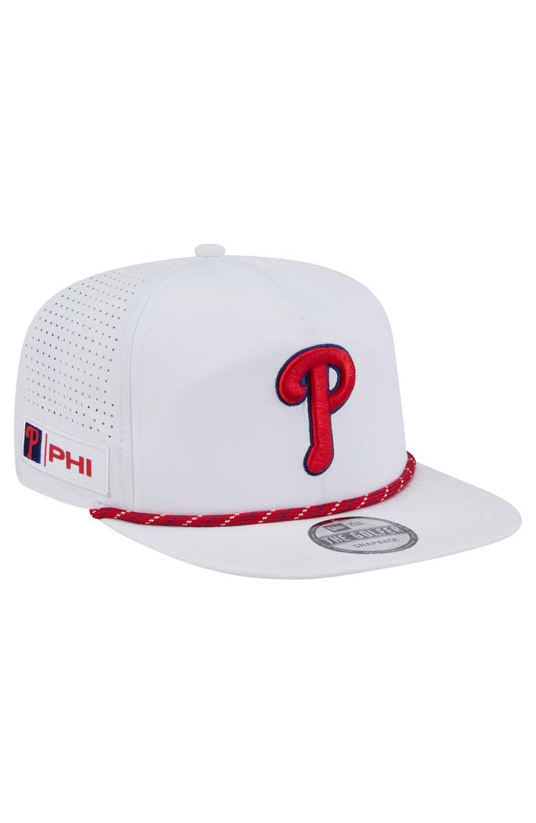 New Era Men's New Era White Philadelphia Phillies Perforated Golfer Snapback Hat, Main, color, 