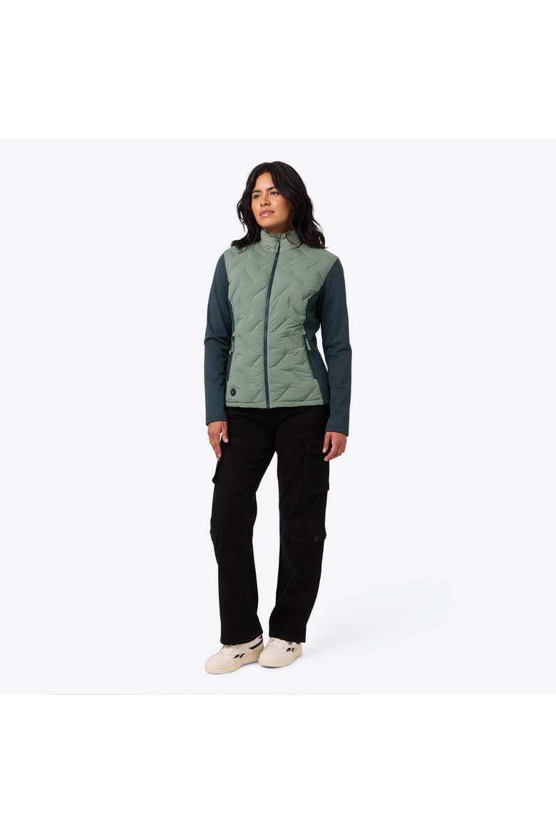 Aria Natural Down Hybrid Heated Jacket, Alternate, color, Sage/Olive
