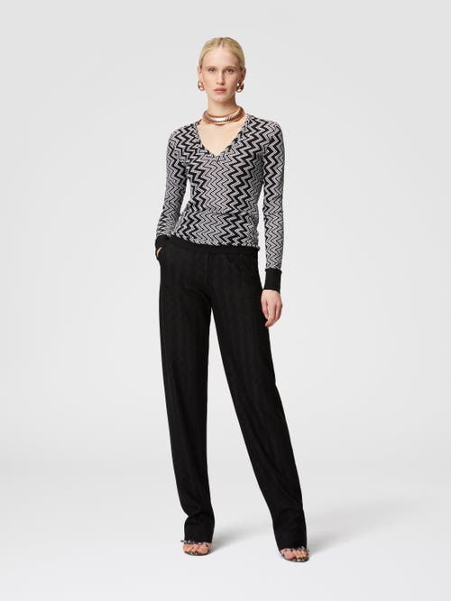 MISSONI MISSONI V-NECK SWEATER IN WOOL AND VISCOSE ZIG ZAG 