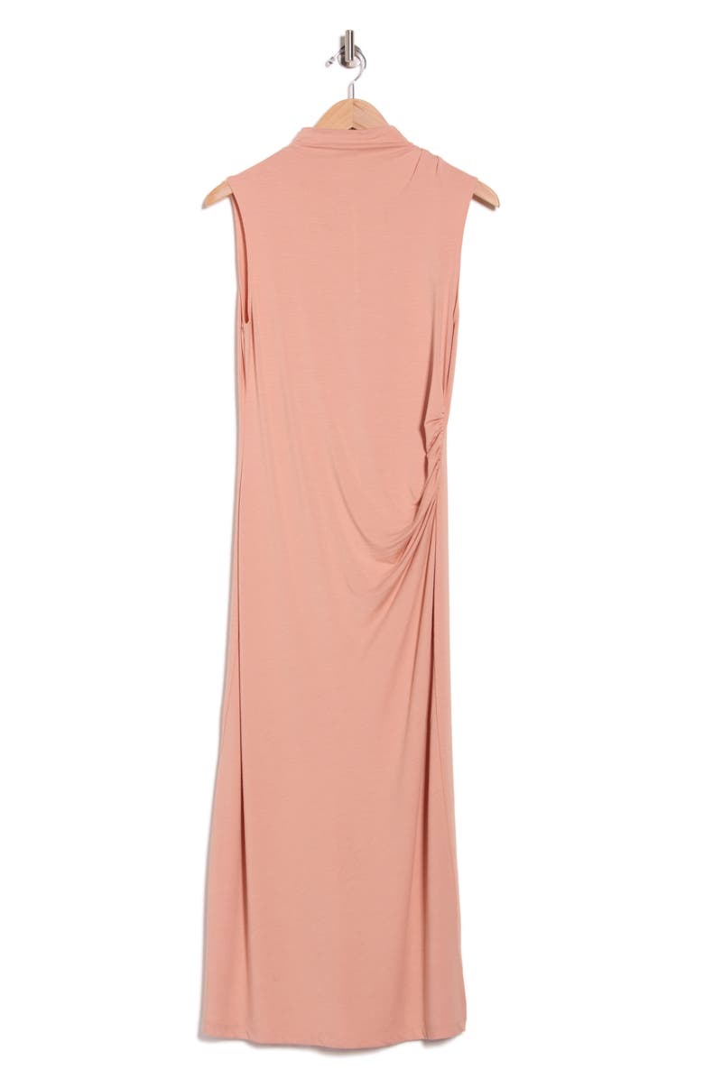 Mock Neck Sleeveless Ruched Dress