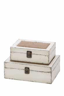 SONOMA SAGE HOME White Wood Box with Hinged Lid - Set of 2