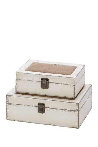 SONOMA SAGE HOME White Wood Box with Hinged Lid - Set of 2
