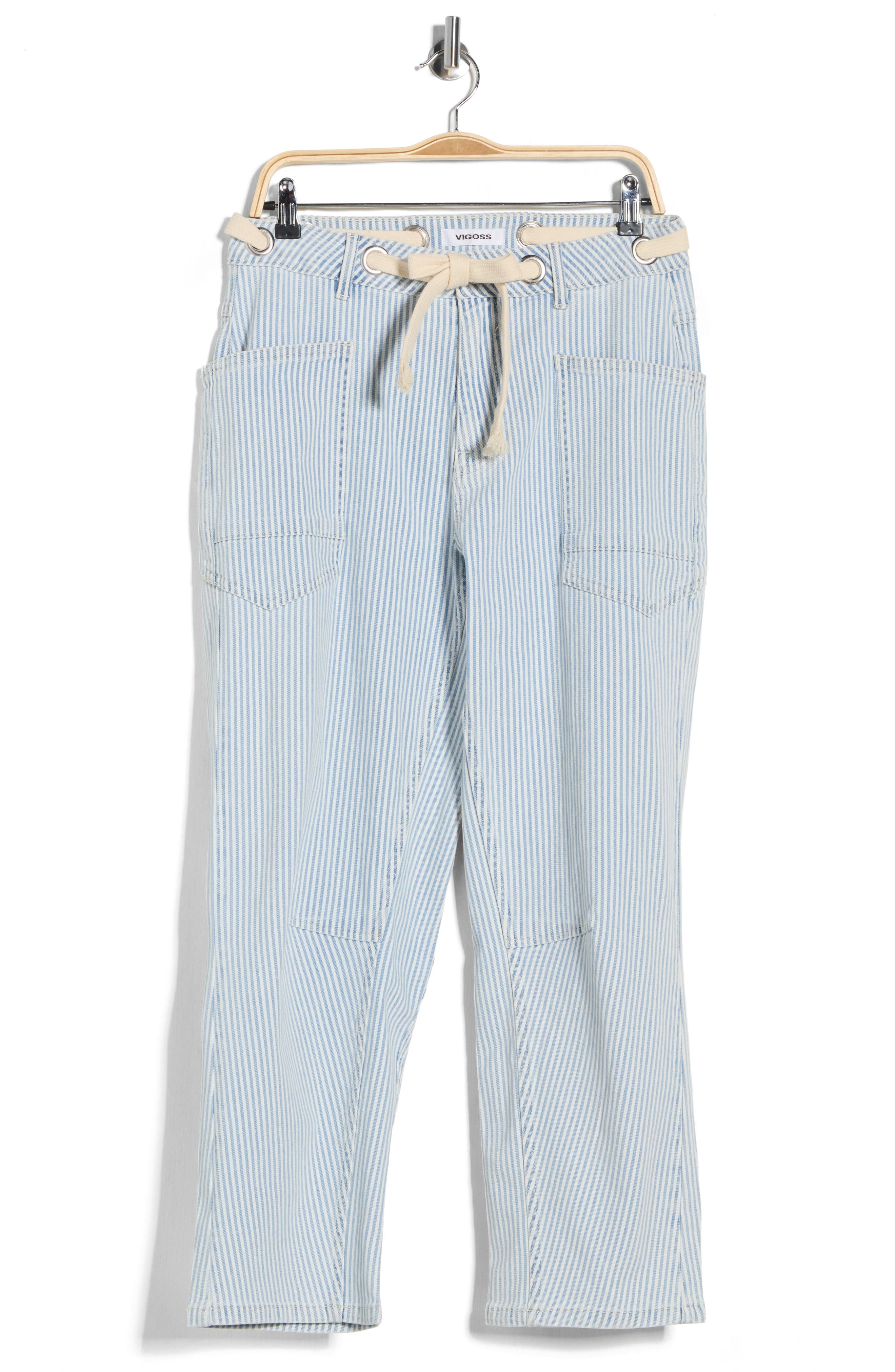 Vigoss Pinstripe Barrel Leg Jeans
