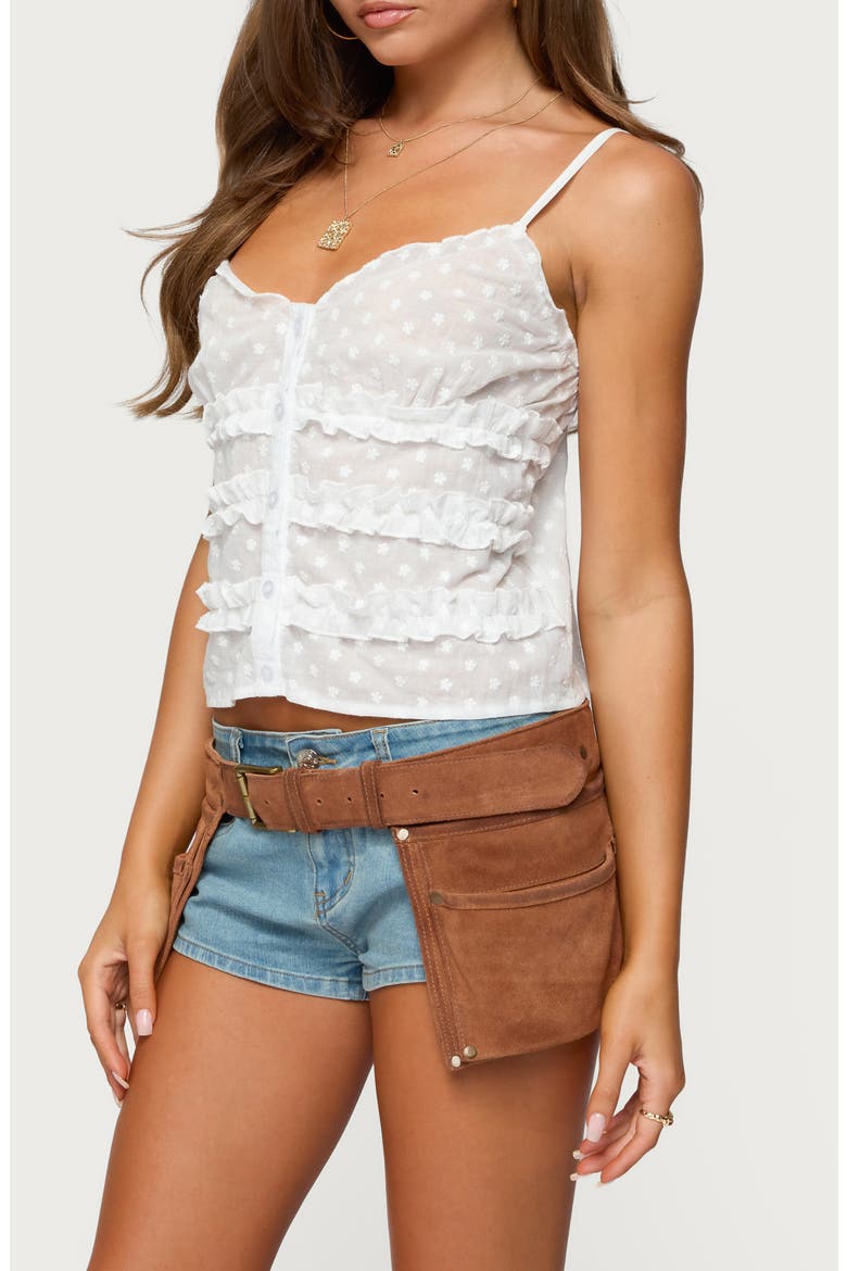 Chrissa Embroidered Ruffled Cotton Camisole, Alternate, color, WHITE