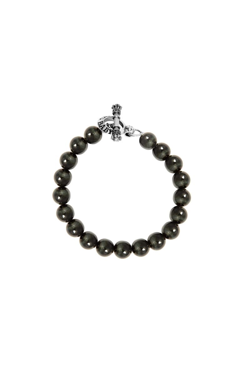 10mm Blue Tiger Eye Bracelet with Toggle Clasp, Main, color, Silver