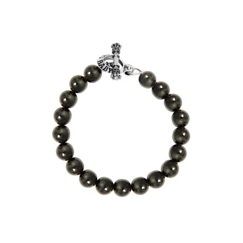 King Baby Studio 10mm Blue Tiger Eye Bracelet With Toggle Clasp In Silver
