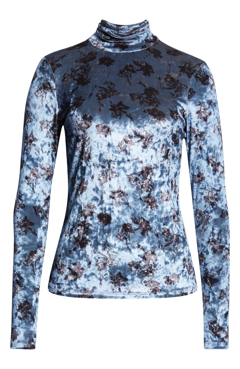 Cinq à Sept Kiara Carnation Print Velvet Turtleneck, Alternate, color,