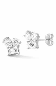 14k Gold Moissanite Cluster Stud Earrings
