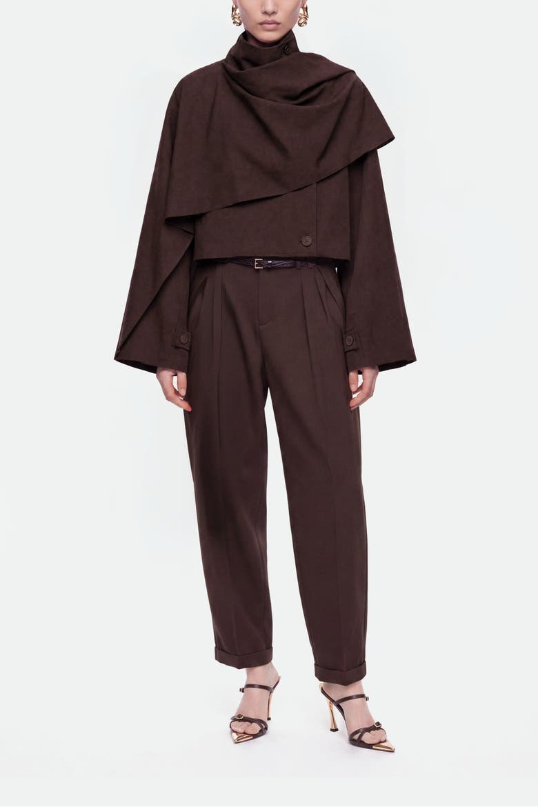 Stand Collar Trench Coat, Alternate, color, Brown