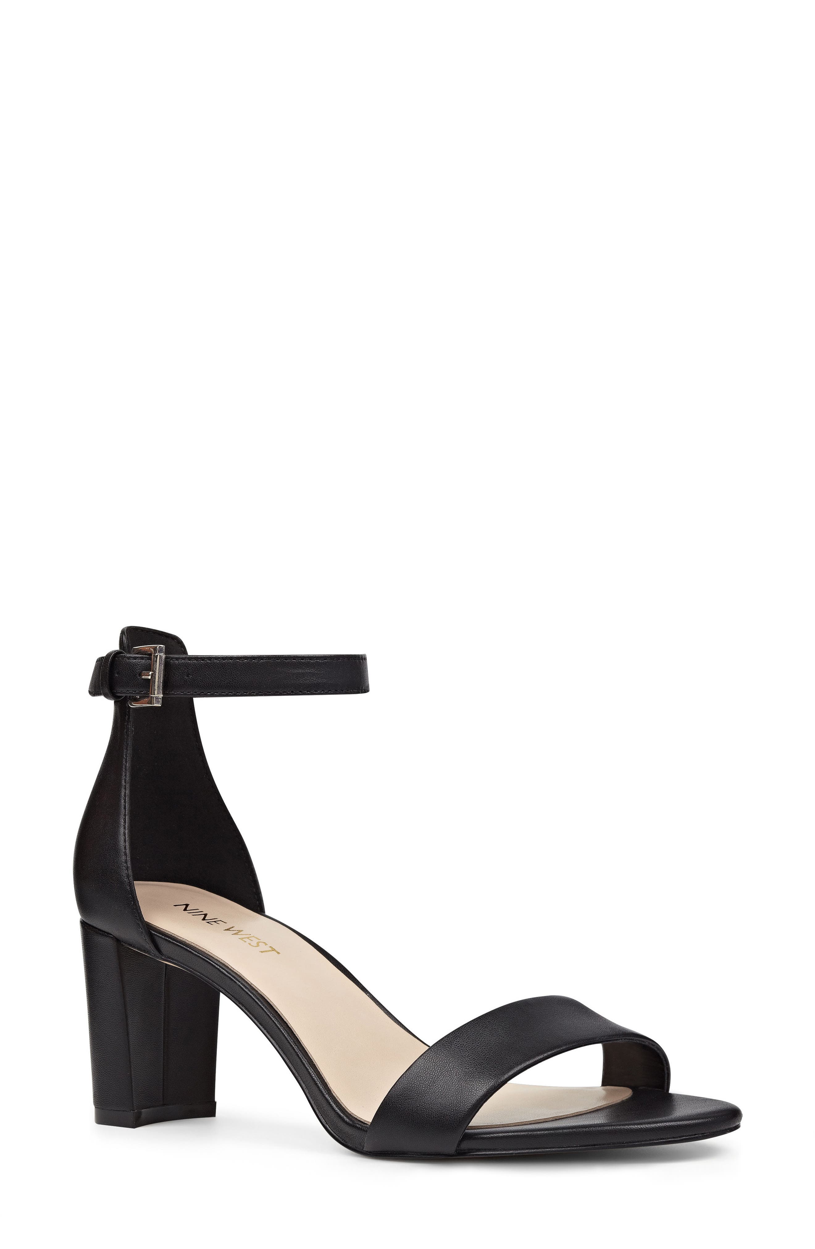 Nine West Pruce Ankle Strap Sandal, Main, color, Black Patent
