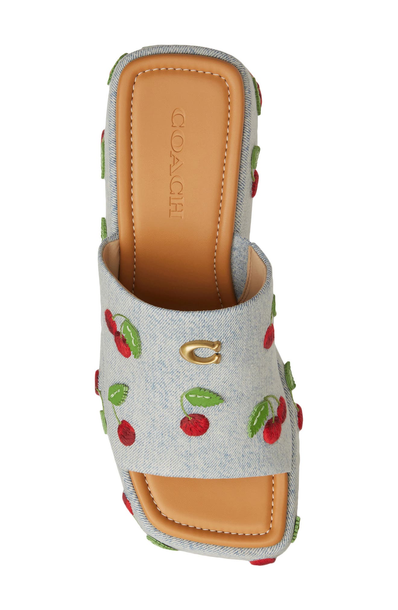 COACH Marie Denim Cherries Platform Wedge Sandal, Alternate, color, 