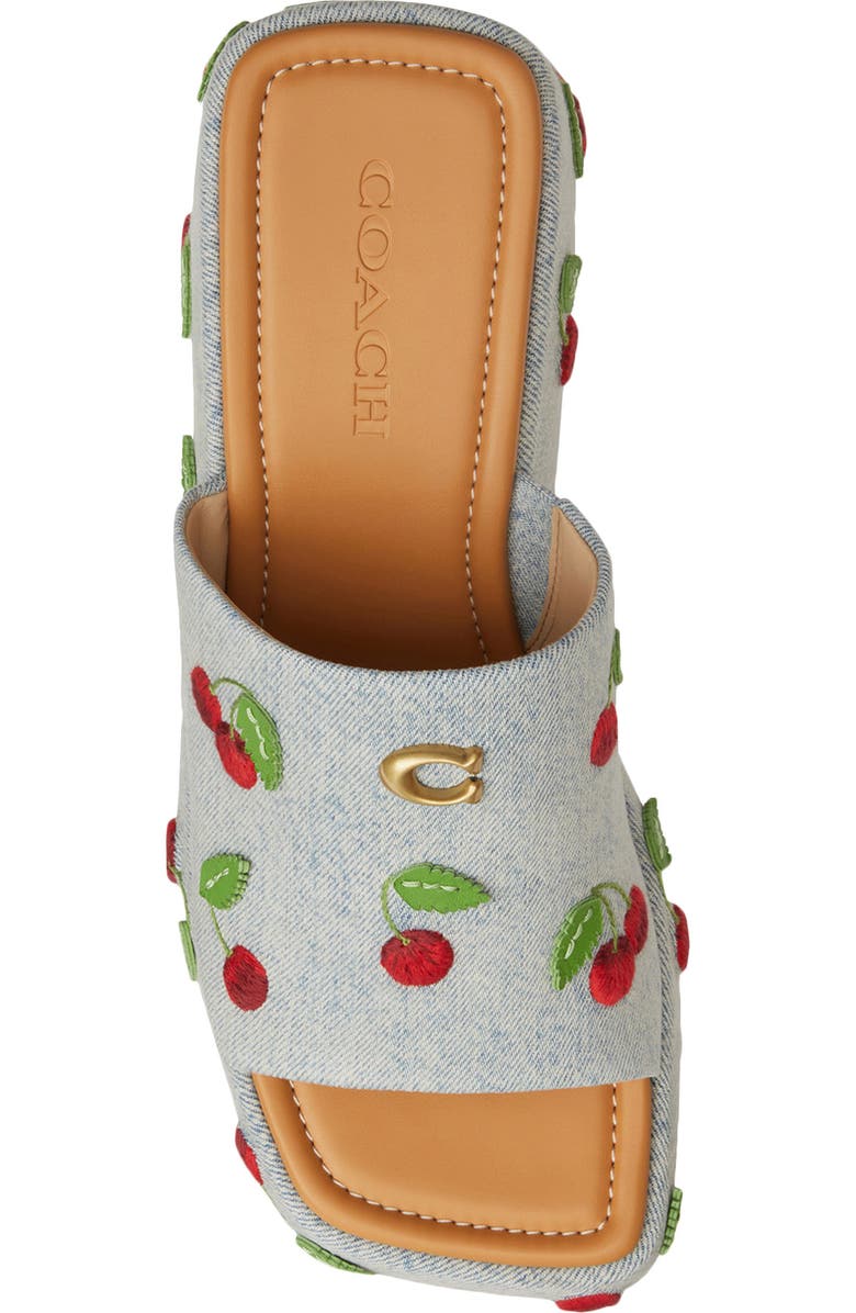 COACH Marie Denim Cherries Platform Wedge Sandal, Alternate, color,