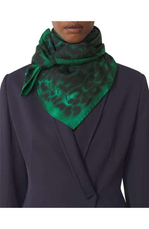 Lanvin Leopard Print Silk Scarf In Green