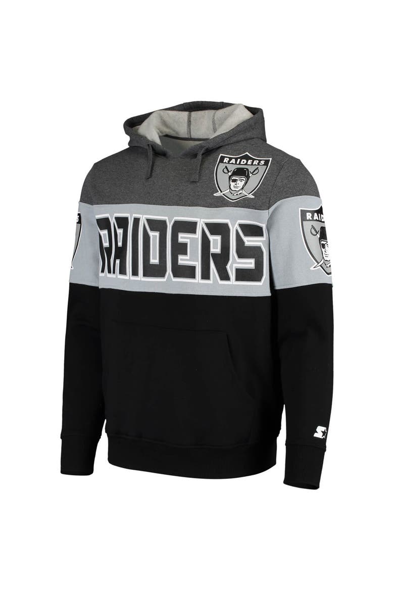 Men's Starter Gray/Silver Las Vegas Raiders Extreme Fireballer Throwback Pullover Hoodie, Alternate, color, Gray