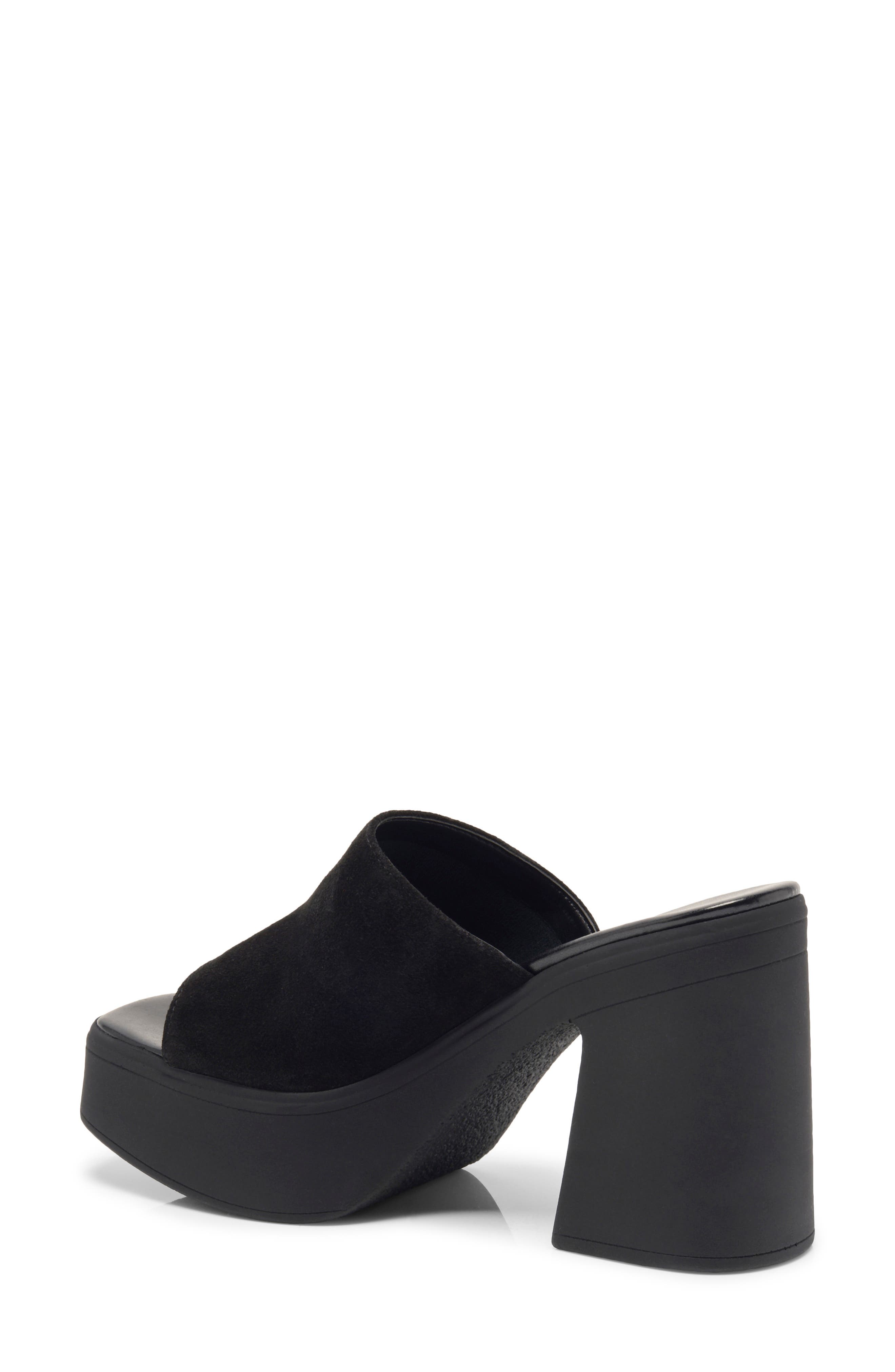 Free People Zoe Platform Slide Sandal, Alternate, color, Black Tide Suede