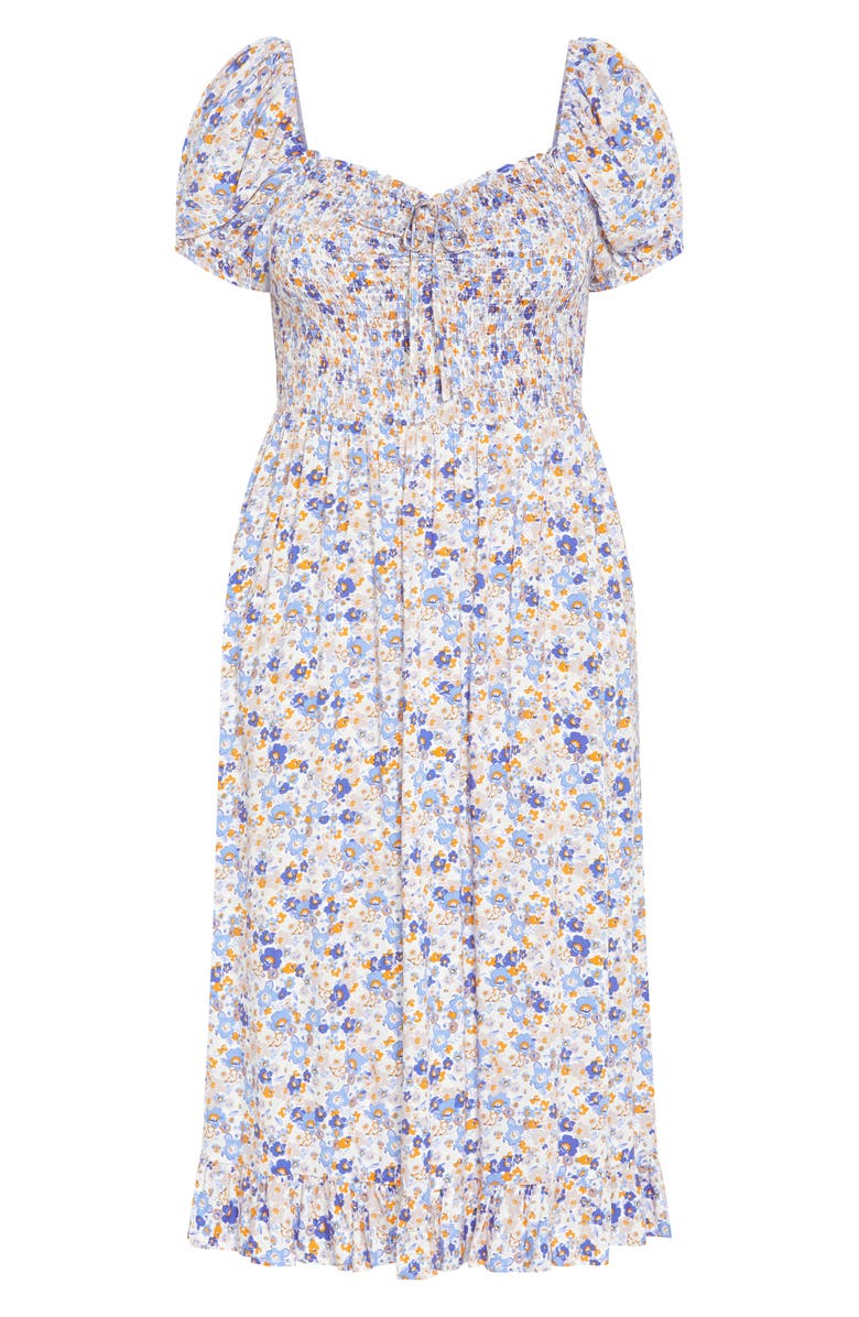 City Chic Emie Print Midi Dress, Alternate, color, Bluebell