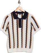 Adrianna Papell Stripe Pointelle Polo Sweater