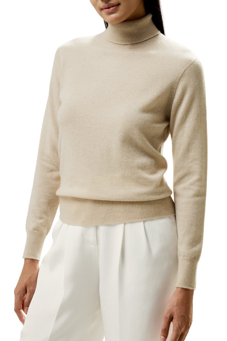 Women's Pure Cashmere Turtleneck Sweater, Main, color, Beige/Khaki