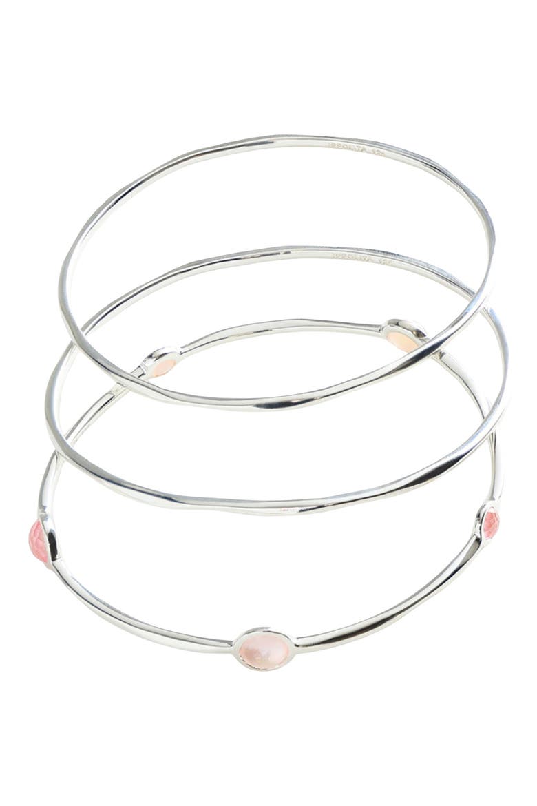 Wonderland Set of 3 Bangle Bracelets, Alternate, color, SILVER