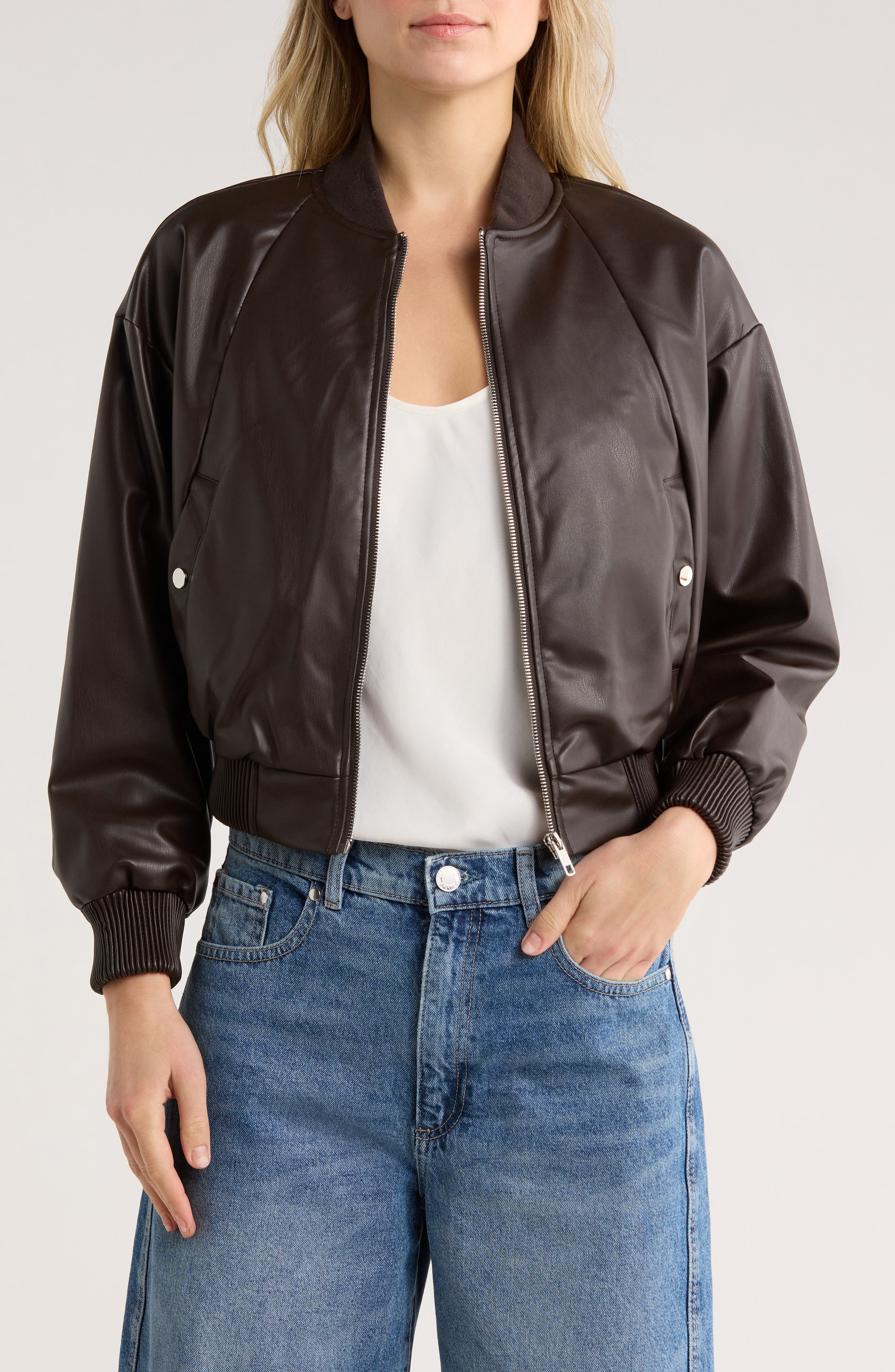 JASON WU Faux Leather Bomber Jacket