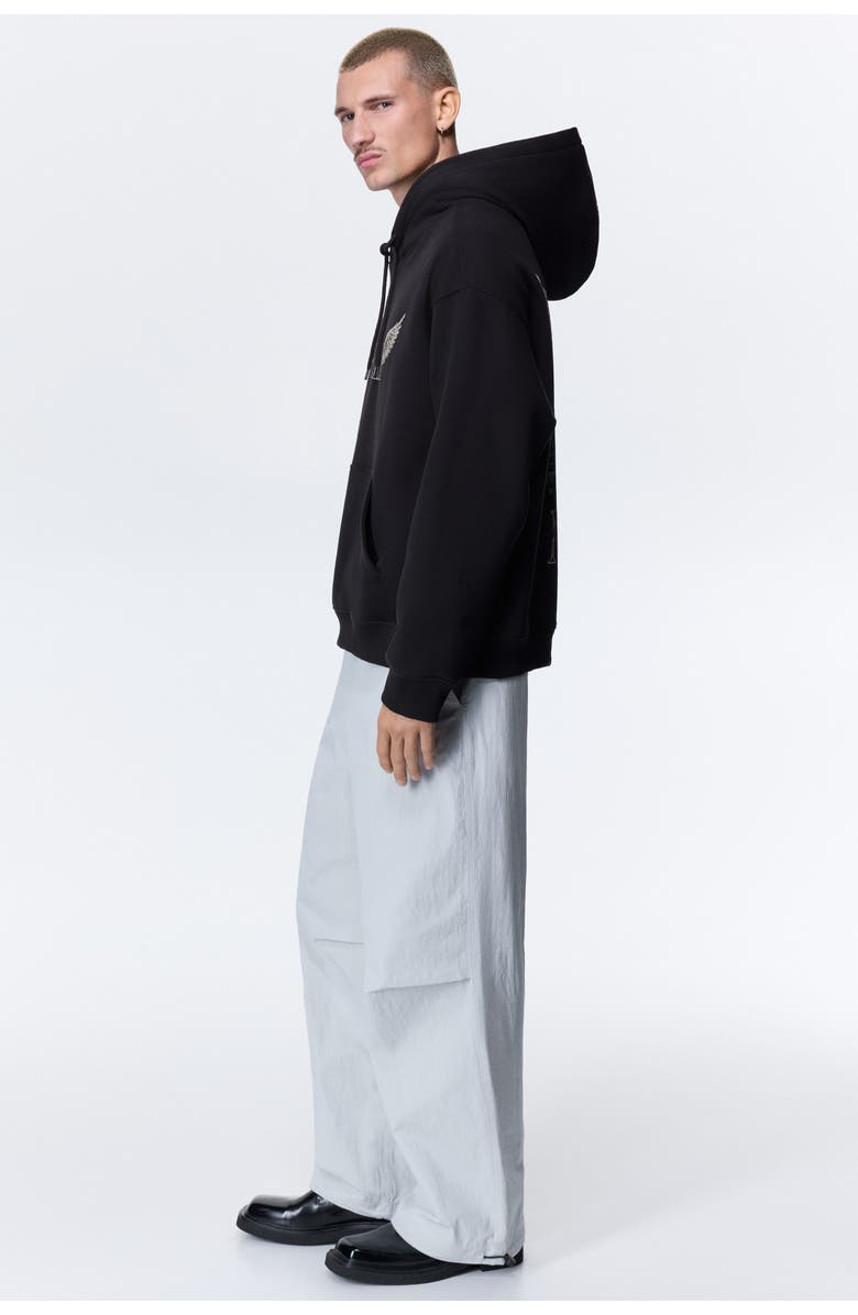 H&M Loose Fit Printed Hoodie, Alternate, color, Black/Nirvana