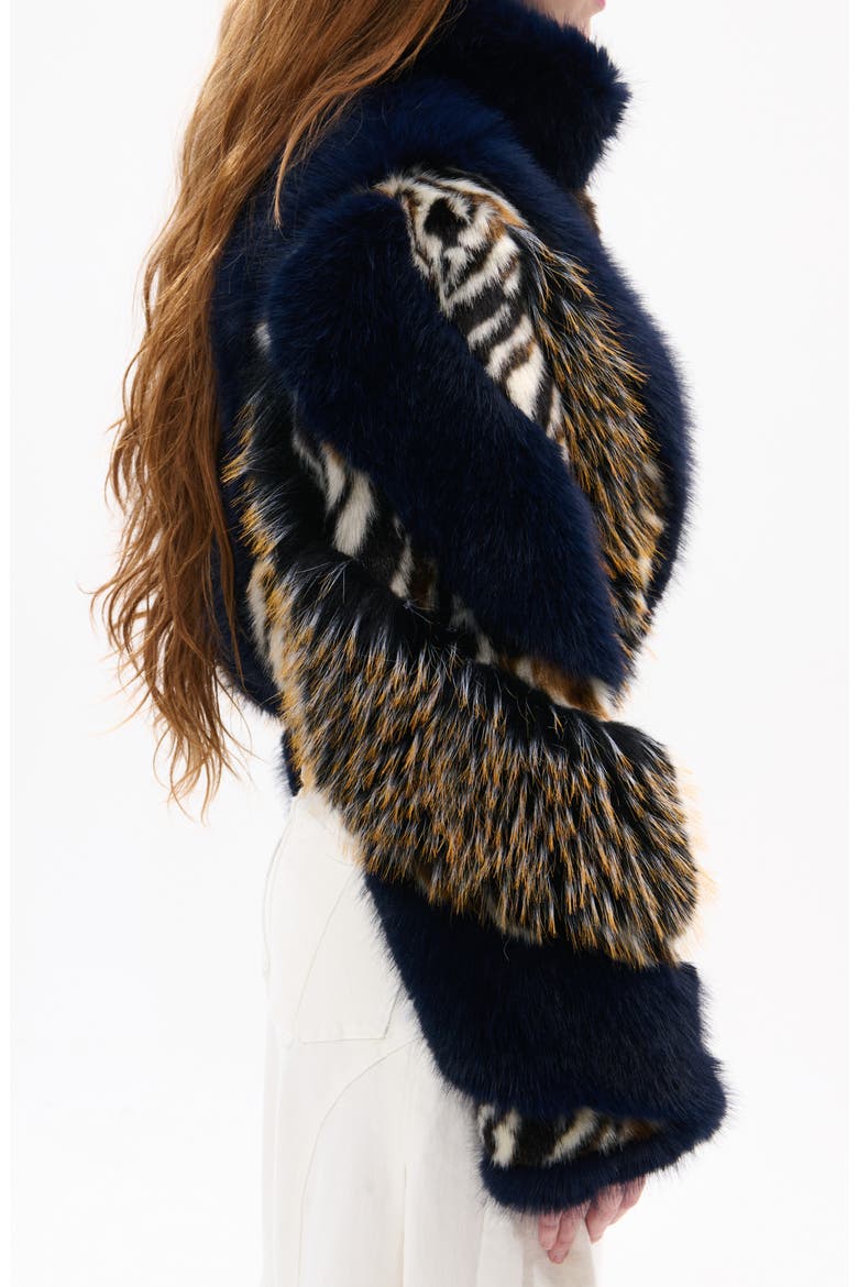 Chiara Faux Fur Jacket, Alternate, color, NAVY-MULTI