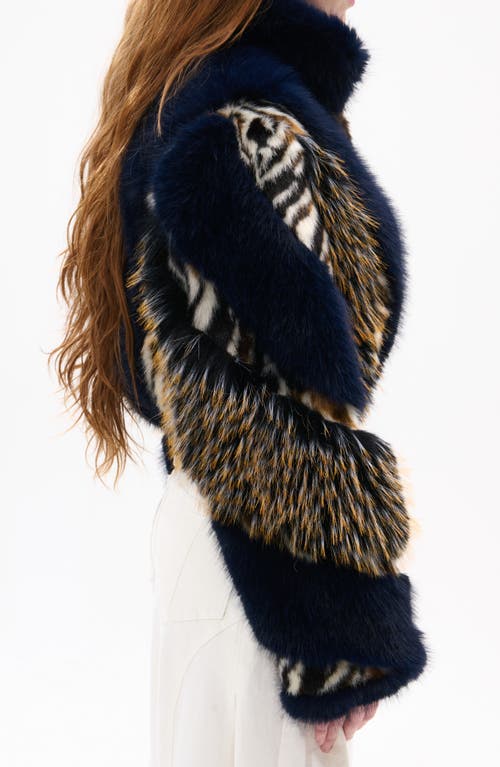 Azalea Wang Chiara Faux Fur Jacket In Blue