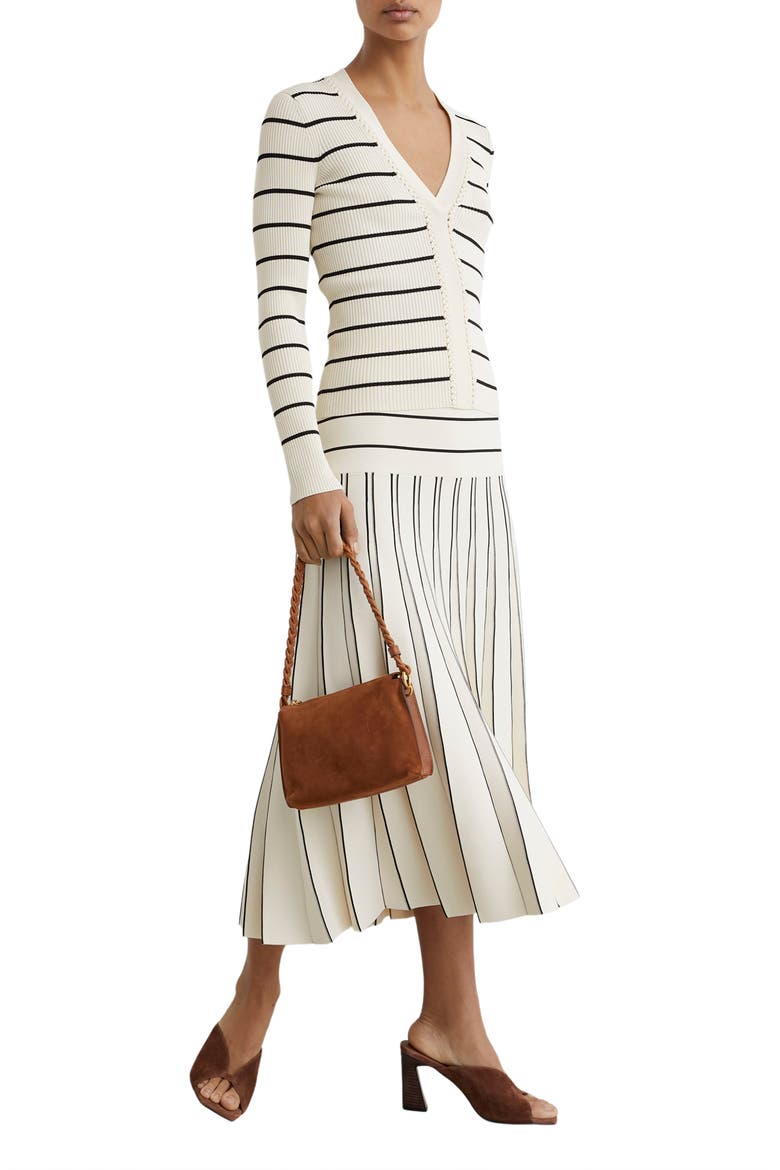 Lauralee Stripe Braid Trim Top, Alternate, color, IVORY/ BLACK