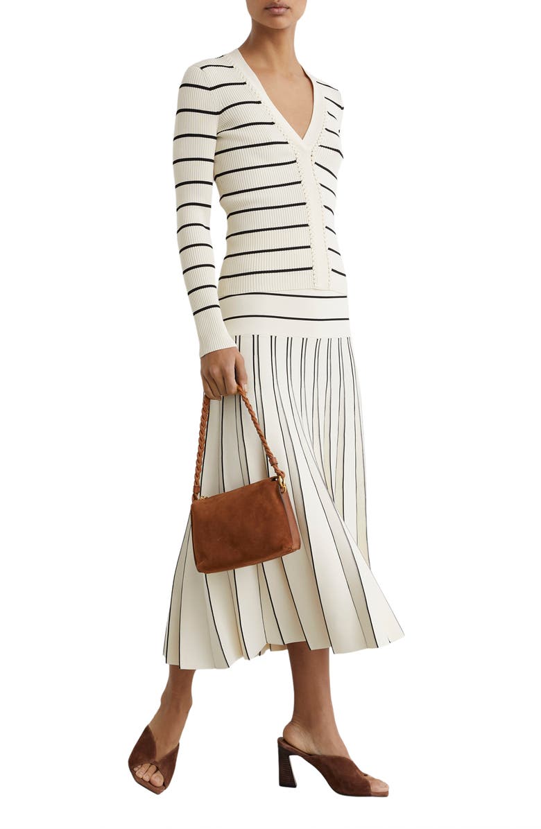 Reiss Lauralee Stripe Braid Trim Top, Alternate, color, Ivory/ Black
