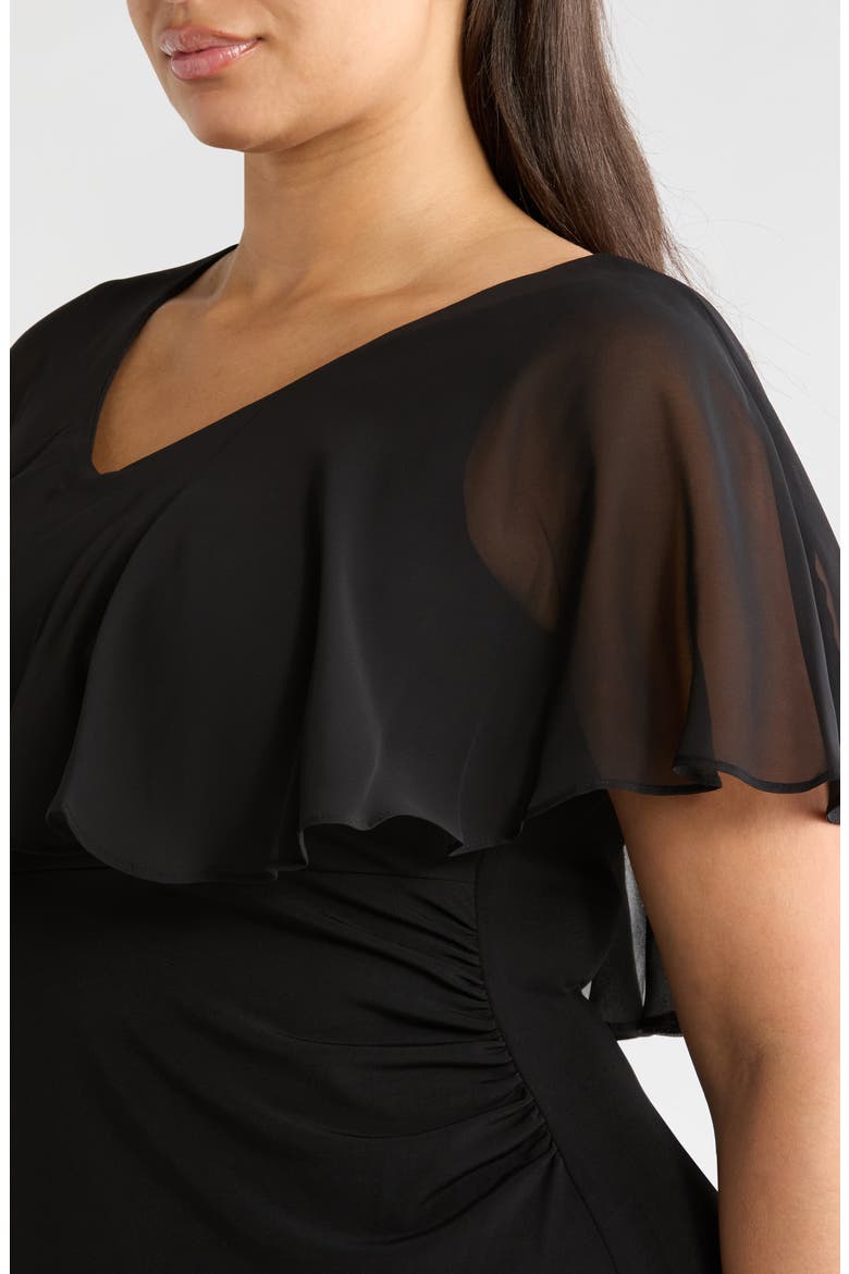 Chiffon Flutter Sleeve Gown, Alternate, color, BLACK