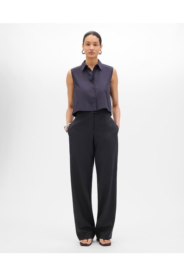 Cropped Sleeveless Shirt, Main, color, Midnight