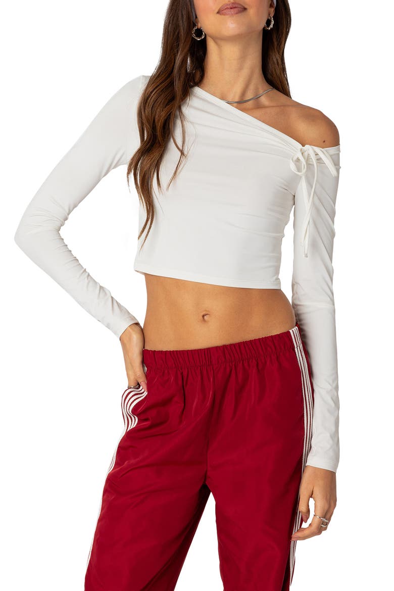 Winona One-Shoulder Crop Top, Main, color, WHITE