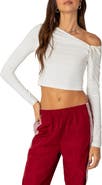 EDIKTED Winona One-Shoulder Crop Top