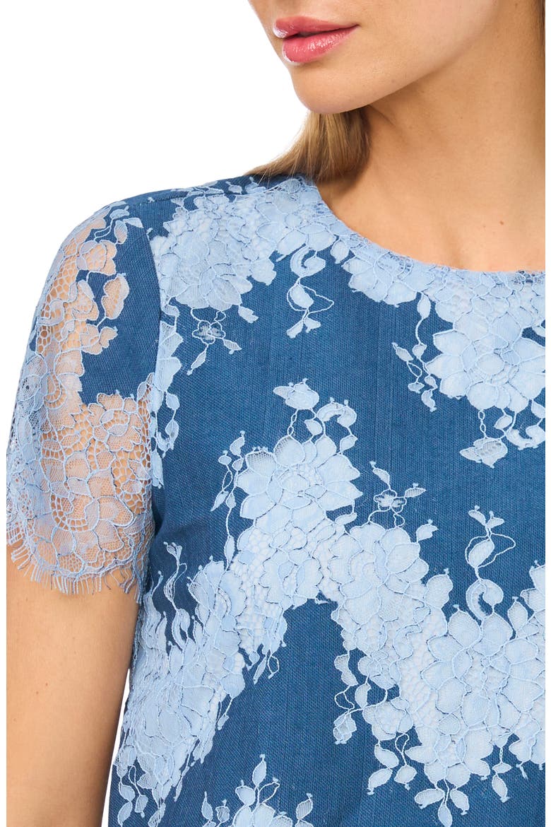 Lace Inset Chambray T-Shirt, Alternate, color, KENTUCKY BLUE
