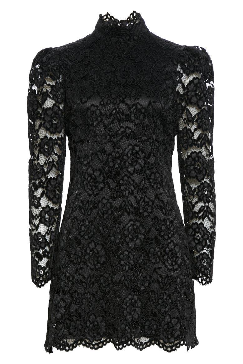 Cupani Lace Long Sleeve Minidress, Alternate, color, BLACK
