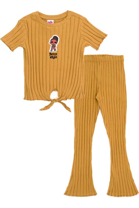 Fierce Ribbed T-Shirt and Flare Pants Set