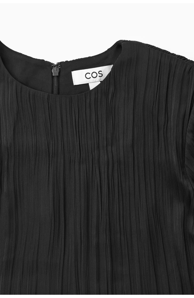 COS Long Sleeve Recycled Polyester Plissé Midi Dress, Alternate, color,