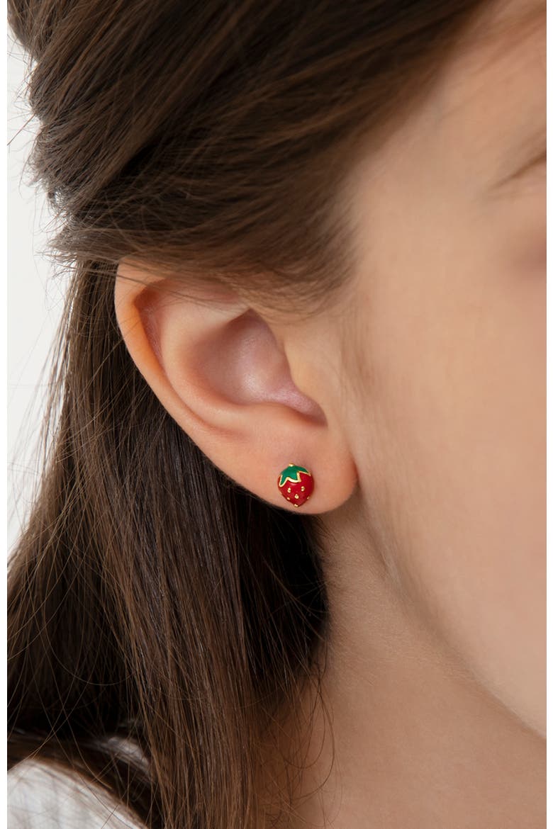 Summer Strawberry Plated Earrings, Alternate, color, Red