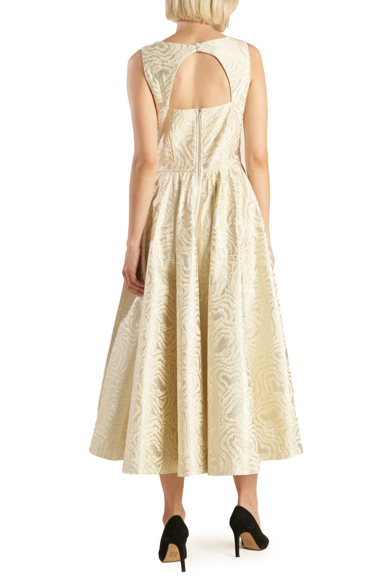 FREEMARKET Floral Jacquard Cocktail Midi Dress, Alternate, color, Champagne