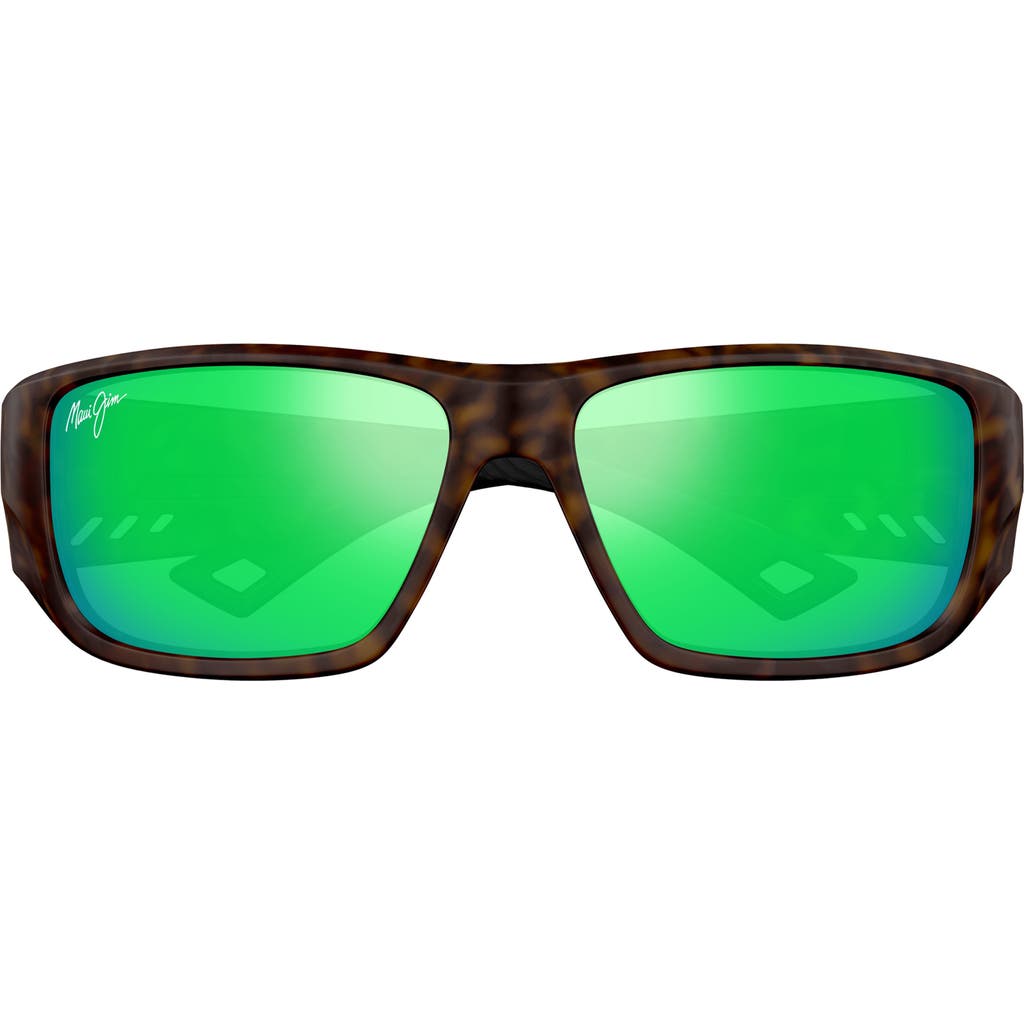 Maui Jim Keha 63mm Oversize Polarized Rectangular Sunglasses In Brown/mauigreen
