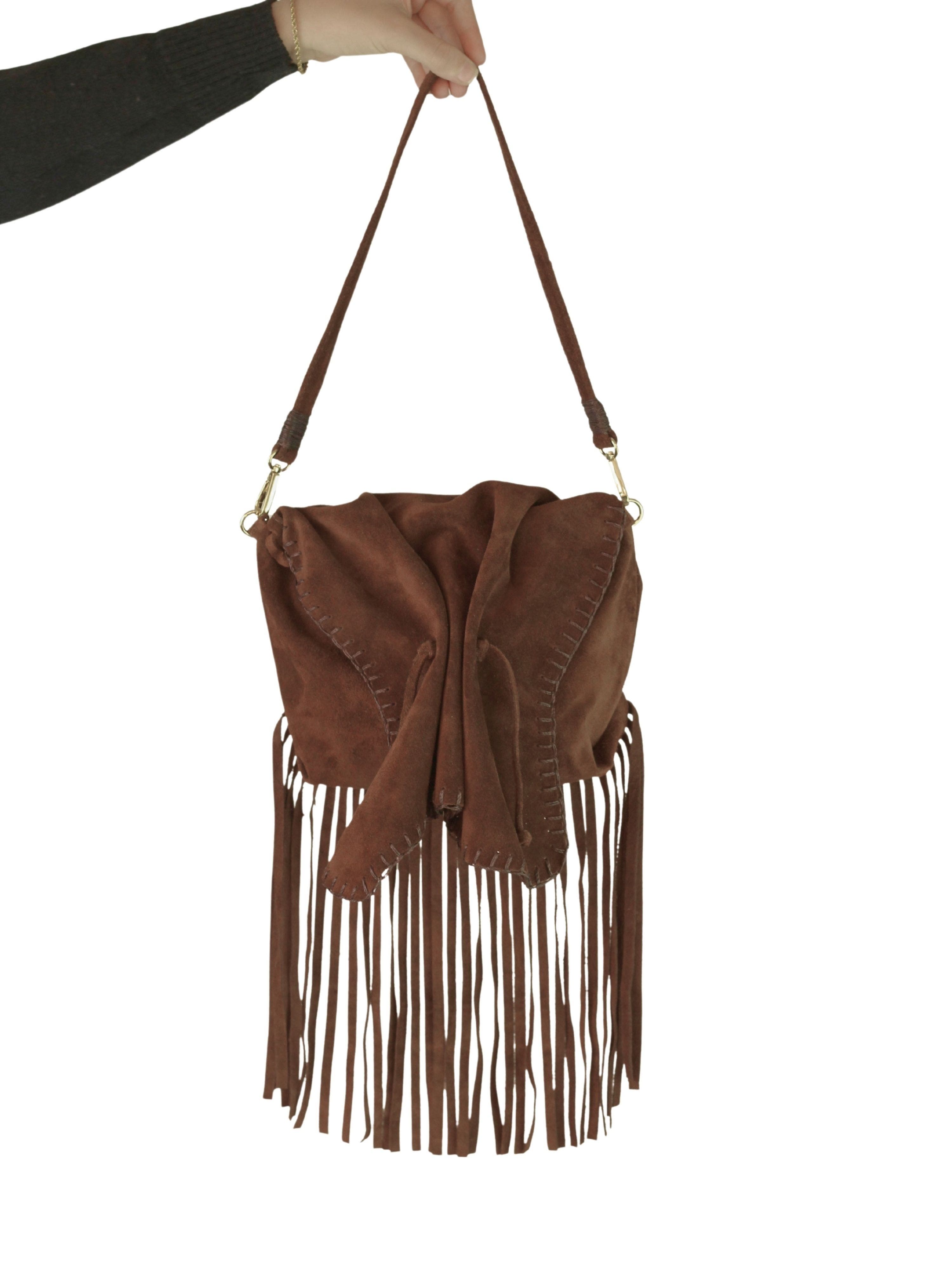 Carlos Falchi Full Size Fringe Suede Butterfly Crossbody Bag, Alternate, color, Cocoa