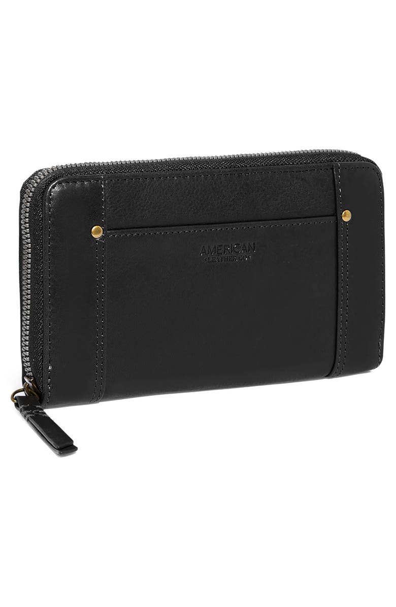 AMERICAN LEATHER CO. Austin Continental Leather Wallet, Alternate, color, Black Smooth