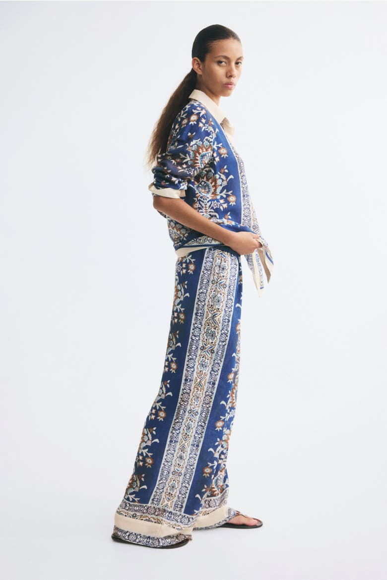 Viscose-Blend Pull-On Pants, Main, color, Blue/patterned